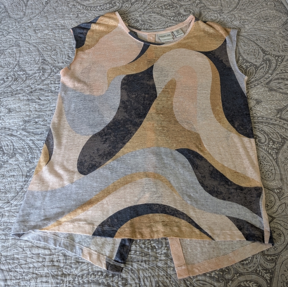 Rachel Zoe Abstract Linen Top Size Medium